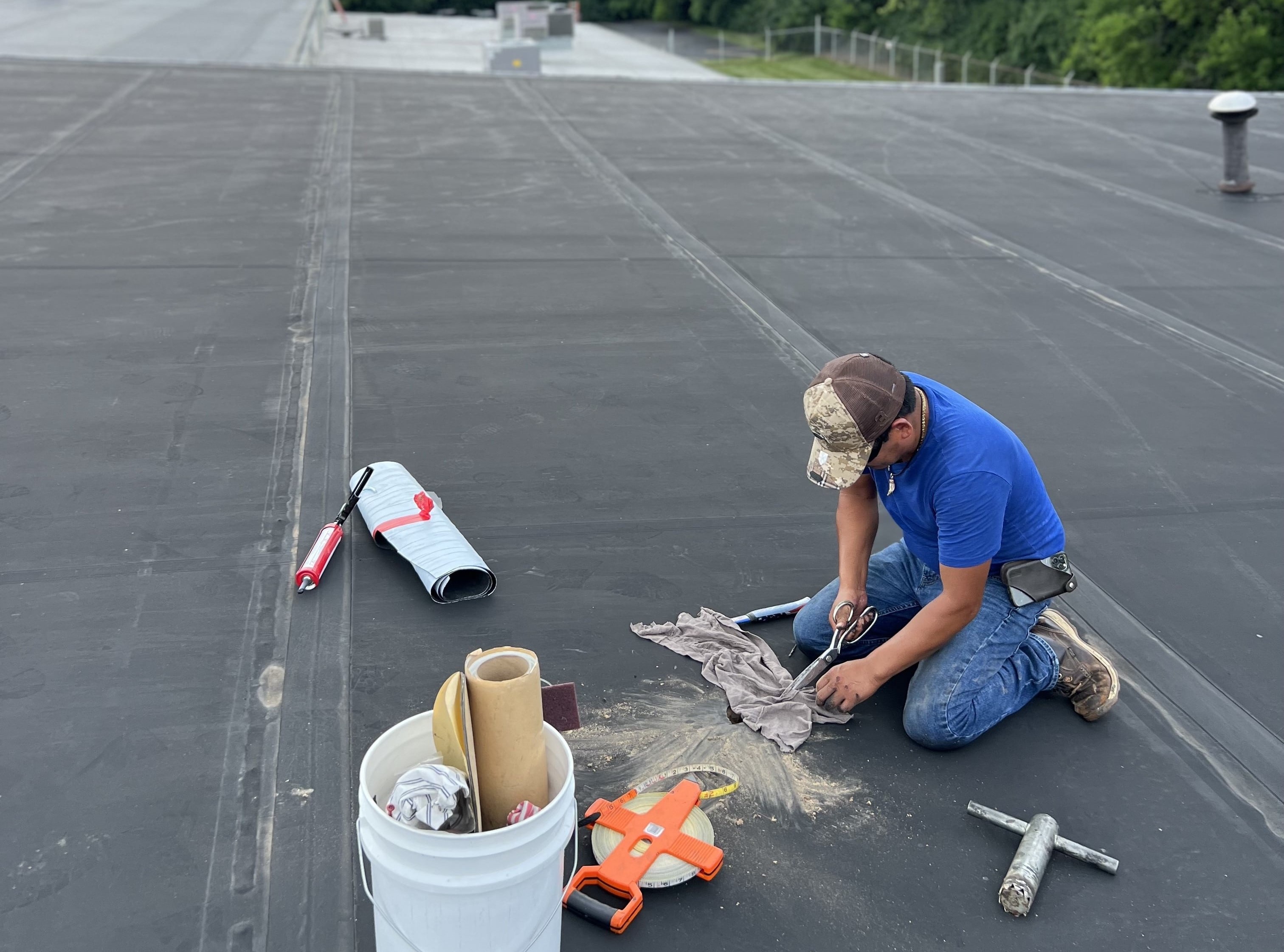 Low slope commercial roof in Seattle